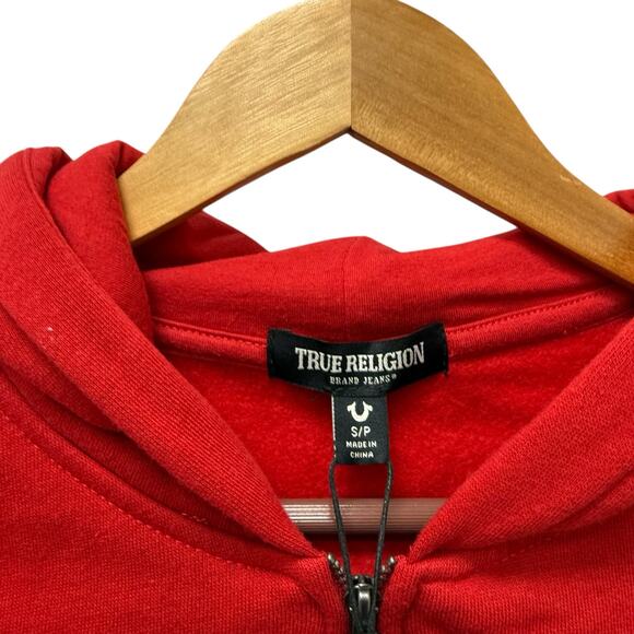 NWT‎ True Religion Girls Glitter Zip Hoodie Apple Red Size Small - Picture 5 of 9